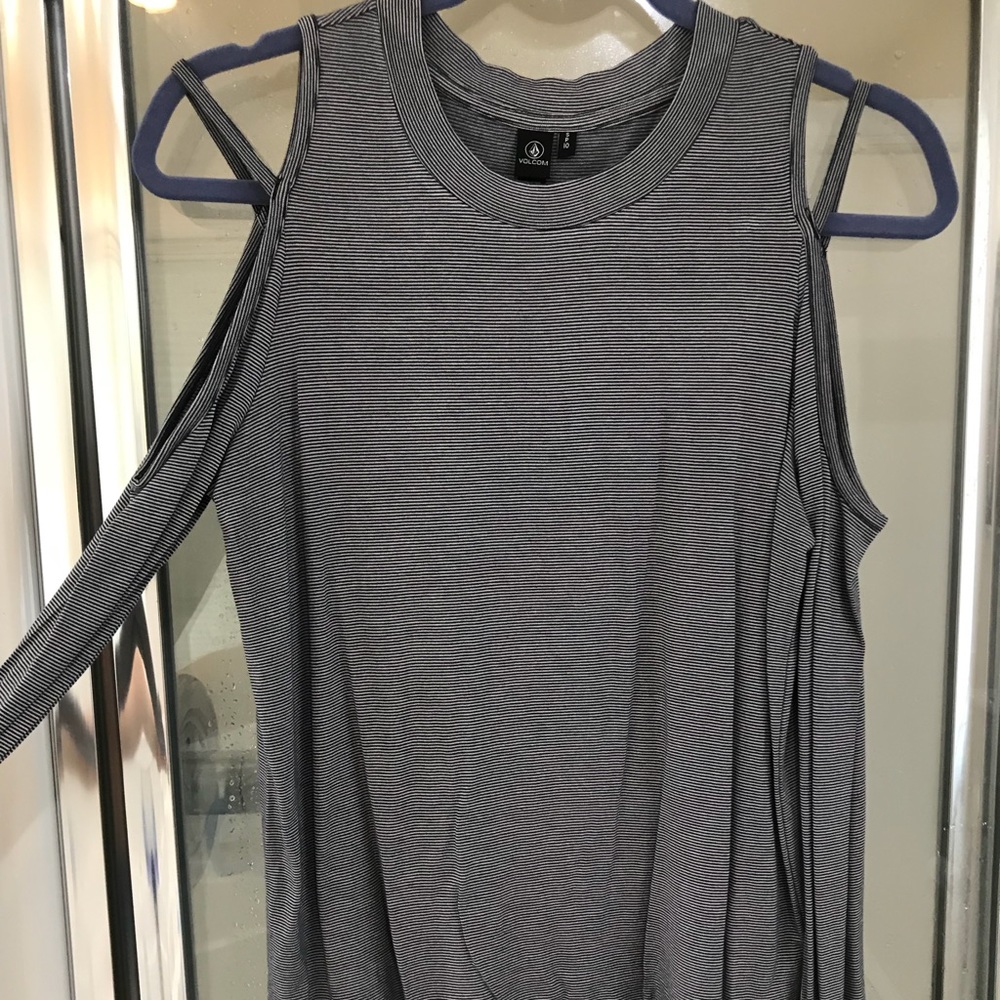 Volcom Long Sleeve Striped Cut-out Top